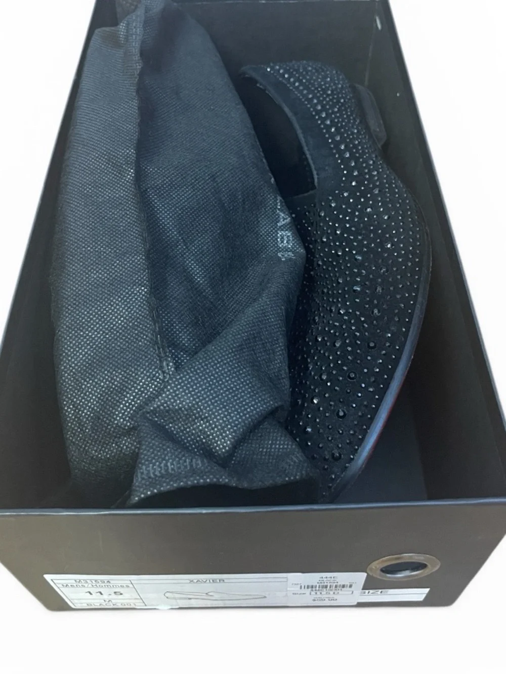 Men’s Black Rhinestone Velvet Loafers Size 11.5 Prom Wedding Tuxedo Shoes